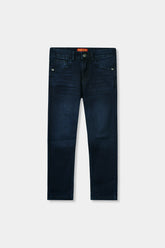 Boys Dark Blue Slim Fit Pant